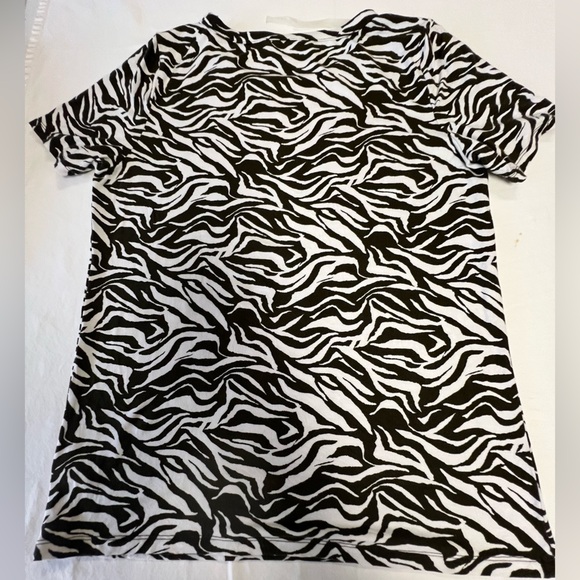 JONES NEW YORK SIGNATURE SIZE LARGE DARK BROWN & WHITE ZEBRA PRINT WOMEN’S TOP. - Picture 3 of 10